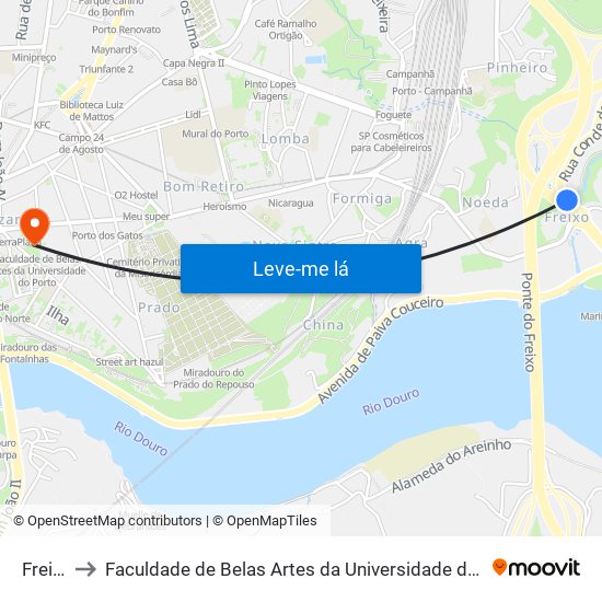 Freixo to Faculdade de Belas Artes da Universidade do Porto map