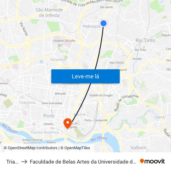 Triana to Faculdade de Belas Artes da Universidade do Porto map