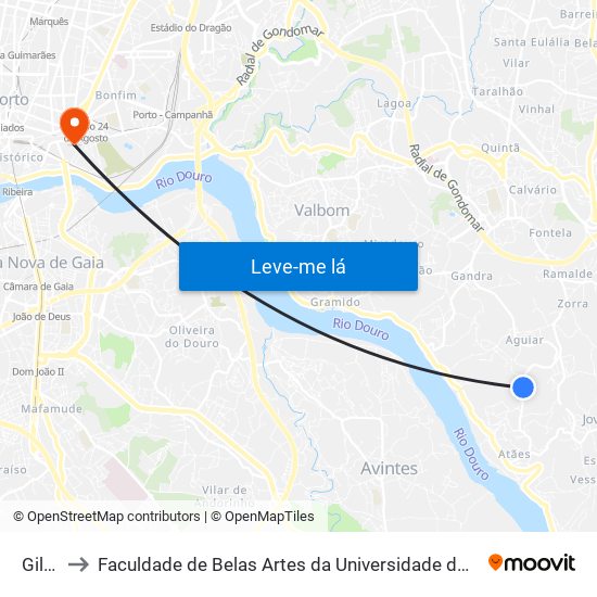 Gilde to Faculdade de Belas Artes da Universidade do Porto map