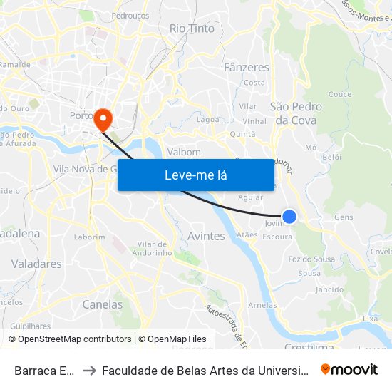 Barraca Escola to Faculdade de Belas Artes da Universidade do Porto map