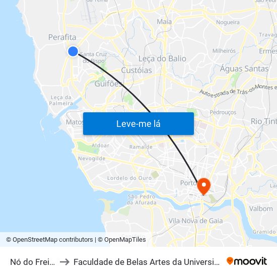 Nó do Freixieiro to Faculdade de Belas Artes da Universidade do Porto map