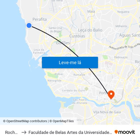 Rochedo to Faculdade de Belas Artes da Universidade do Porto map