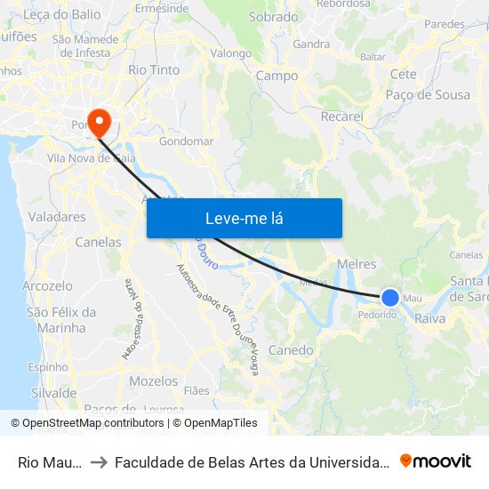 Rio Mau Foz to Faculdade de Belas Artes da Universidade do Porto map