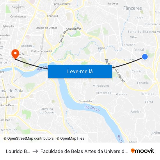 Lourido Bairro to Faculdade de Belas Artes da Universidade do Porto map