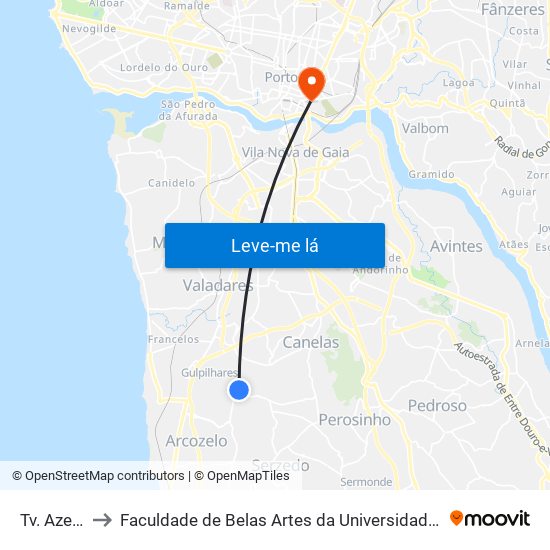 Tv. Azenha to Faculdade de Belas Artes da Universidade do Porto map