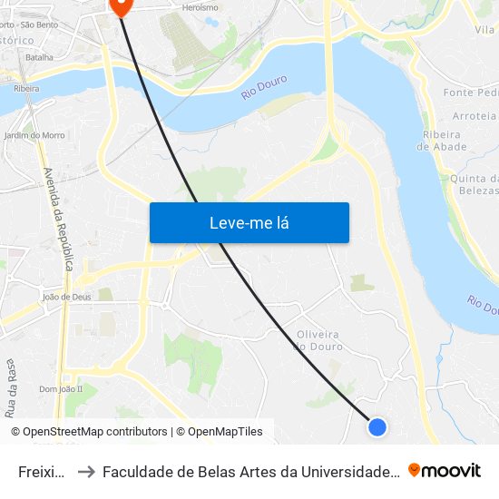 Freixieiro to Faculdade de Belas Artes da Universidade do Porto map