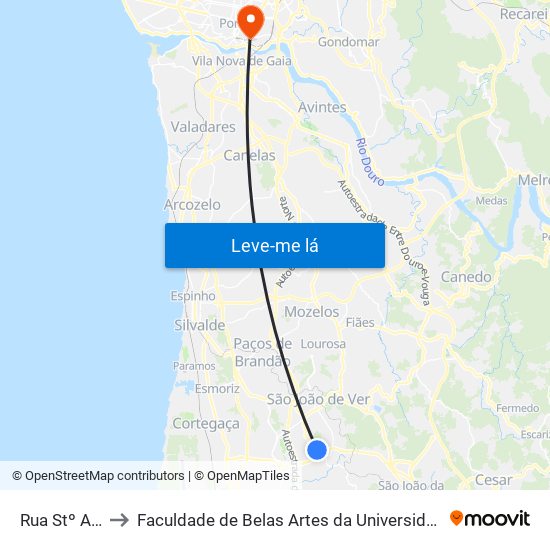Rua Stº André to Faculdade de Belas Artes da Universidade do Porto map