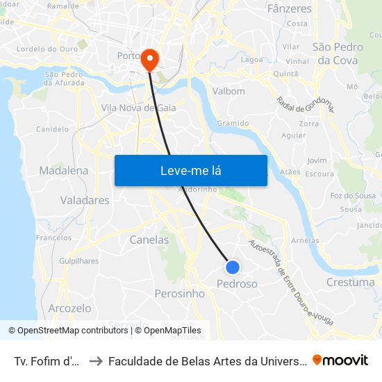 Tv. Fofim d'Aquém to Faculdade de Belas Artes da Universidade do Porto map