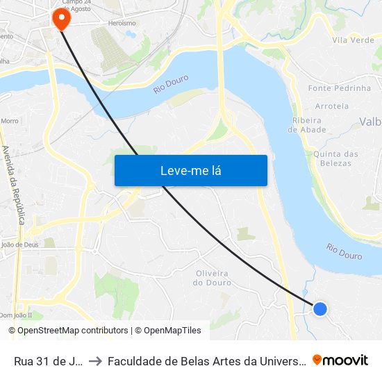 Rua 31 de Janeiro to Faculdade de Belas Artes da Universidade do Porto map