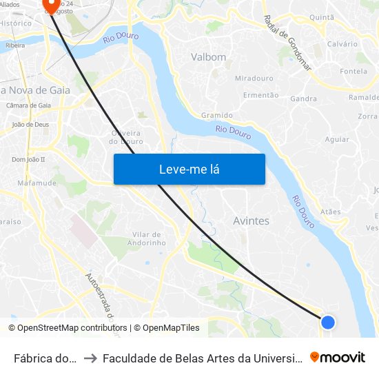 Fábrica do Vidro to Faculdade de Belas Artes da Universidade do Porto map