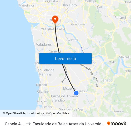 Capela Almas to Faculdade de Belas Artes da Universidade do Porto map