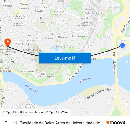 Edp to Faculdade de Belas Artes da Universidade do Porto map