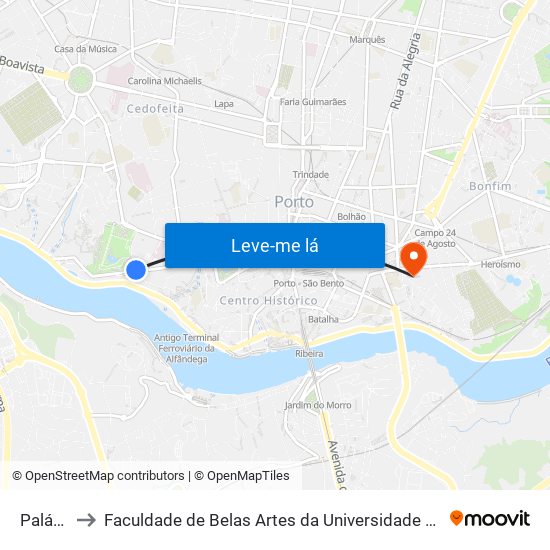 Palácio to Faculdade de Belas Artes da Universidade do Porto map