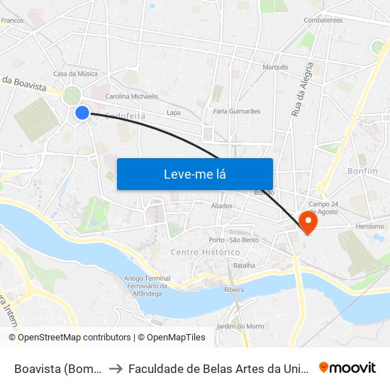 Boavista (Bom Sucesso) to Faculdade de Belas Artes da Universidade do Porto map