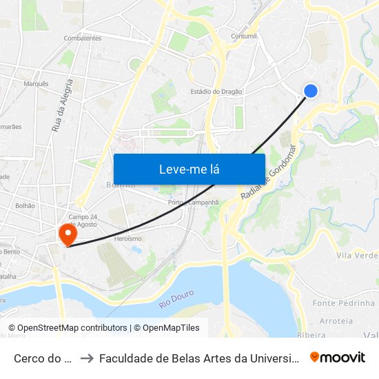 Cerco do Porto to Faculdade de Belas Artes da Universidade do Porto map