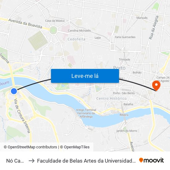 Nó Candal to Faculdade de Belas Artes da Universidade do Porto map