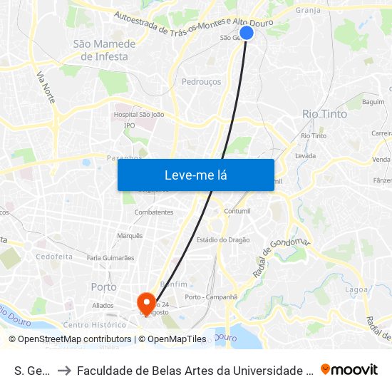 S. Gemil to Faculdade de Belas Artes da Universidade do Porto map