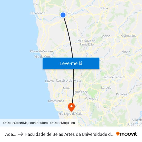 Adega to Faculdade de Belas Artes da Universidade do Porto map