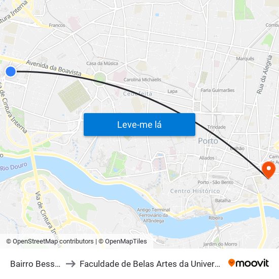 Bairro Bessa Leite to Faculdade de Belas Artes da Universidade do Porto map