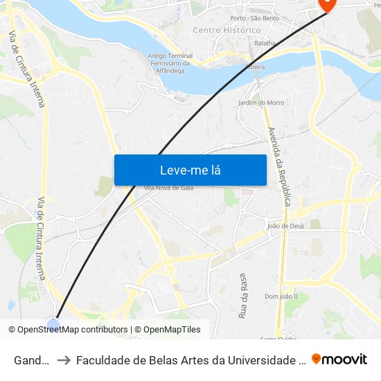 Gandara to Faculdade de Belas Artes da Universidade do Porto map