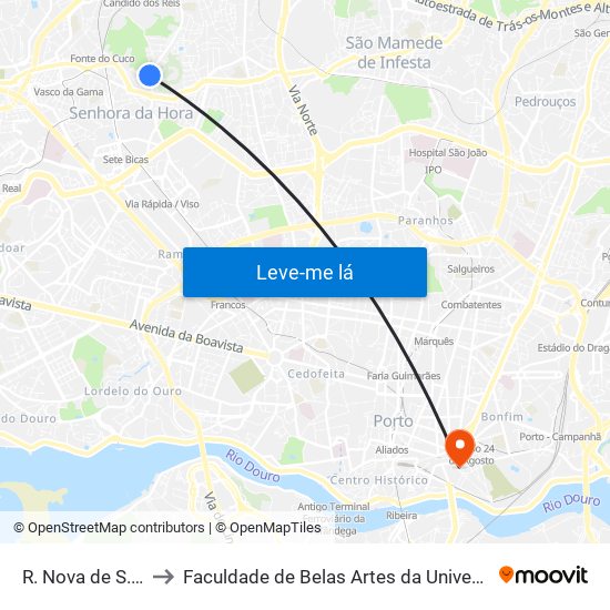 R. Nova de S. Gens 2 to Faculdade de Belas Artes da Universidade do Porto map