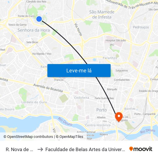 R. Nova de S. Gens to Faculdade de Belas Artes da Universidade do Porto map