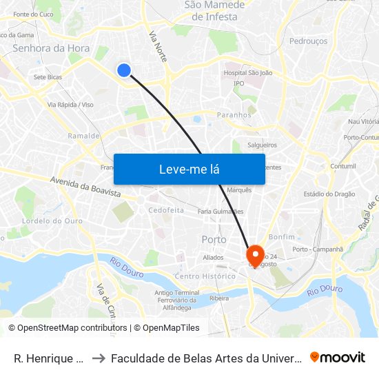 R. Henrique Medina to Faculdade de Belas Artes da Universidade do Porto map