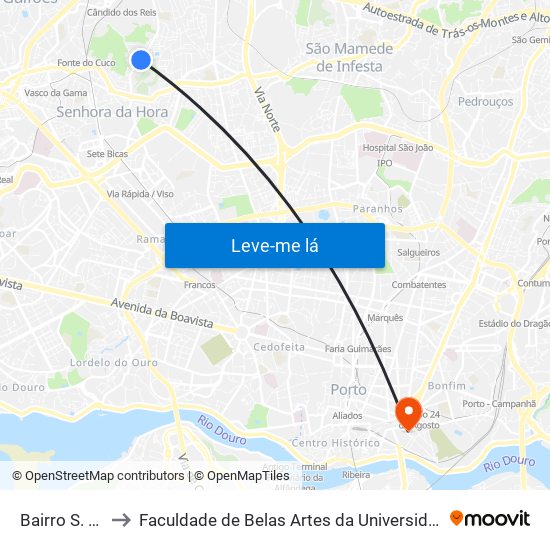 Bairro S. Gens to Faculdade de Belas Artes da Universidade do Porto map