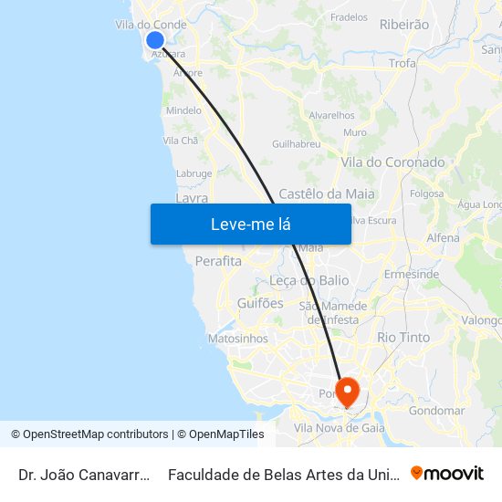 Dr. João Canavarro / Correios to Faculdade de Belas Artes da Universidade do Porto map