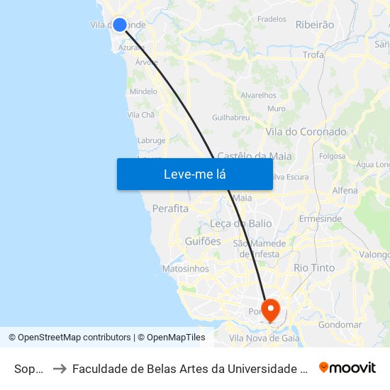 Sopete to Faculdade de Belas Artes da Universidade do Porto map