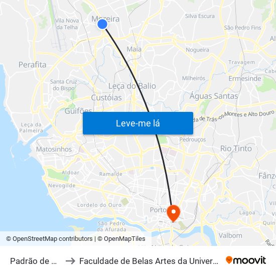 Padrão de Moreira to Faculdade de Belas Artes da Universidade do Porto map