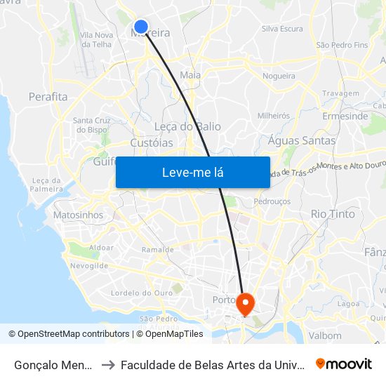 Gonçalo Mendes Maia to Faculdade de Belas Artes da Universidade do Porto map