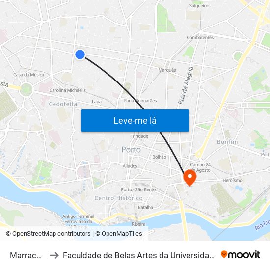 Marracuene to Faculdade de Belas Artes da Universidade do Porto map