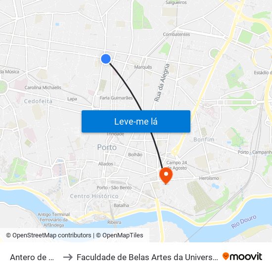 Antero de Quental to Faculdade de Belas Artes da Universidade do Porto map