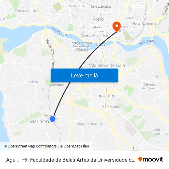 Aguim to Faculdade de Belas Artes da Universidade do Porto map