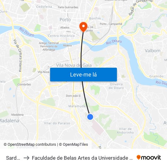 Sardoal to Faculdade de Belas Artes da Universidade do Porto map