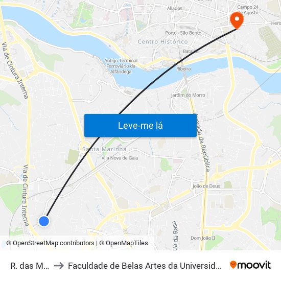 R. das Matas to Faculdade de Belas Artes da Universidade do Porto map