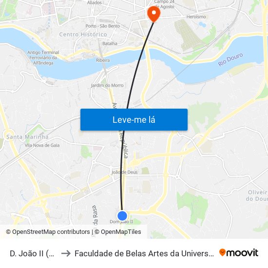 D. João II (Metro) to Faculdade de Belas Artes da Universidade do Porto map