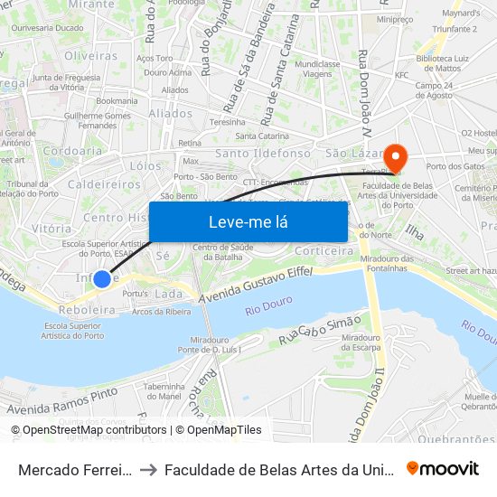 Mercado Ferreira Borges to Faculdade de Belas Artes da Universidade do Porto map