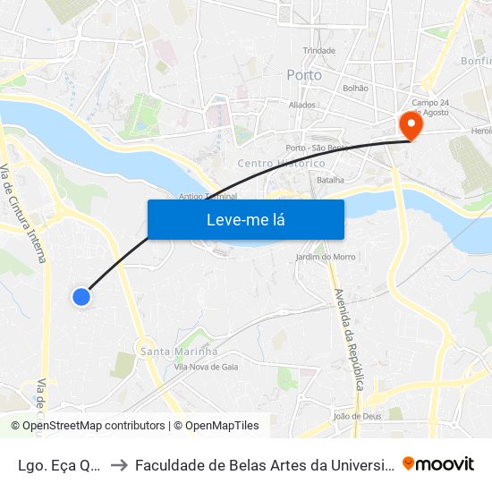 Lgo. Eça Queirós to Faculdade de Belas Artes da Universidade do Porto map