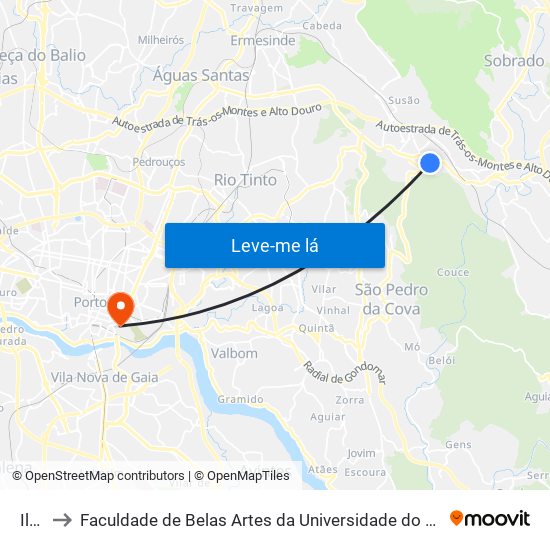 Ilha to Faculdade de Belas Artes da Universidade do Porto map