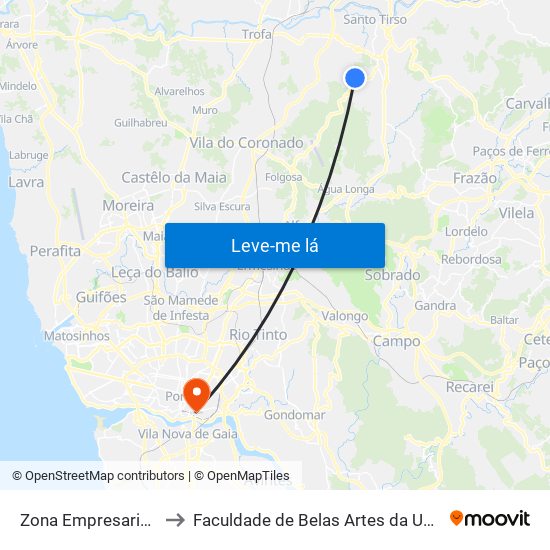 Zona Empresarial da Ermida to Faculdade de Belas Artes da Universidade do Porto map