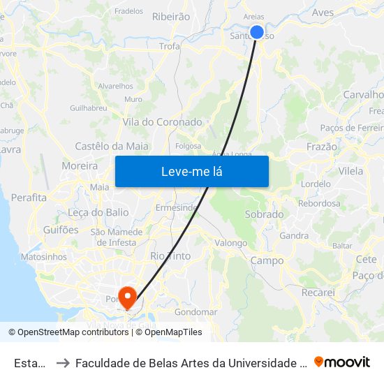 Estação to Faculdade de Belas Artes da Universidade do Porto map
