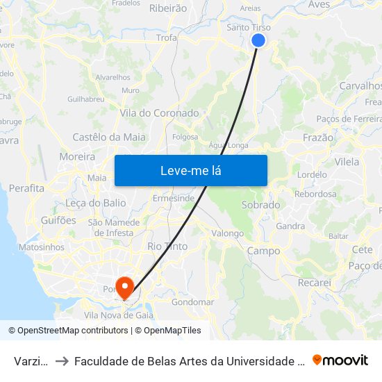 Varziela to Faculdade de Belas Artes da Universidade do Porto map