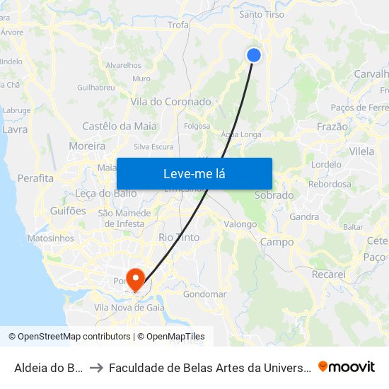 Aldeia do Bosque to Faculdade de Belas Artes da Universidade do Porto map