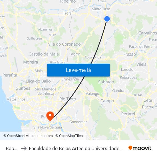 Bacelo to Faculdade de Belas Artes da Universidade do Porto map