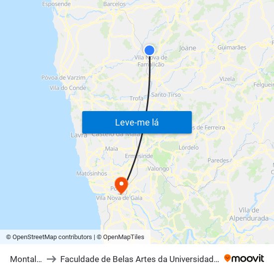 Montalvão to Faculdade de Belas Artes da Universidade do Porto map