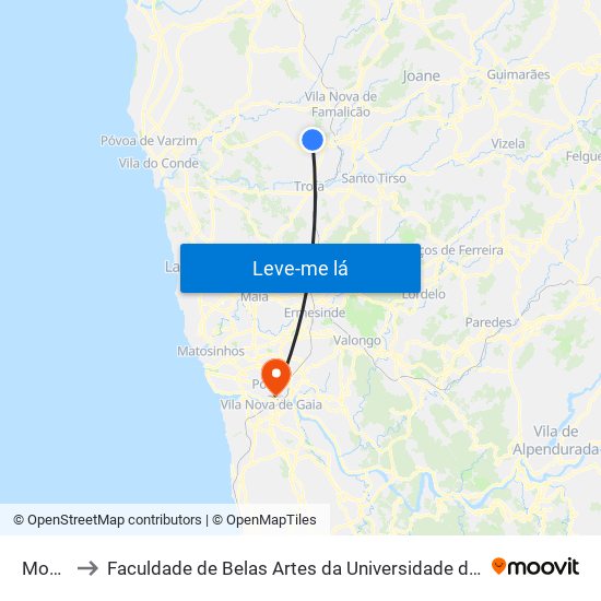Monte to Faculdade de Belas Artes da Universidade do Porto map