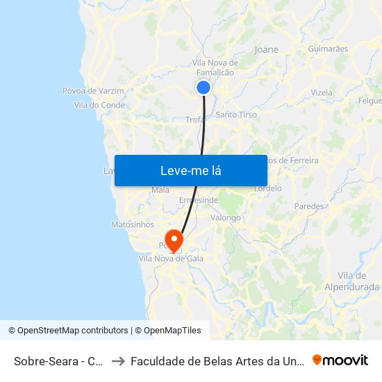 Sobre-Seara (Cano Grande) to Faculdade de Belas Artes da Universidade do Porto map