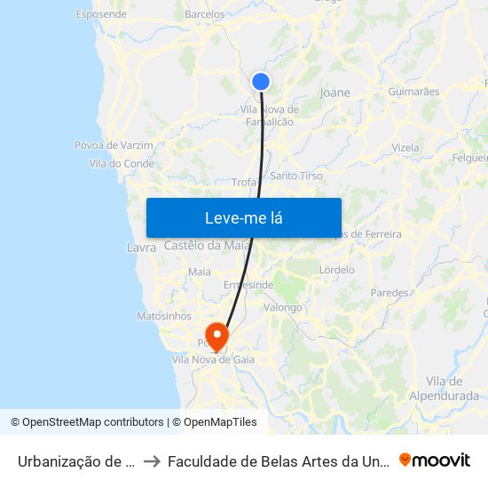 Urbanização de Vilar d'Este to Faculdade de Belas Artes da Universidade do Porto map